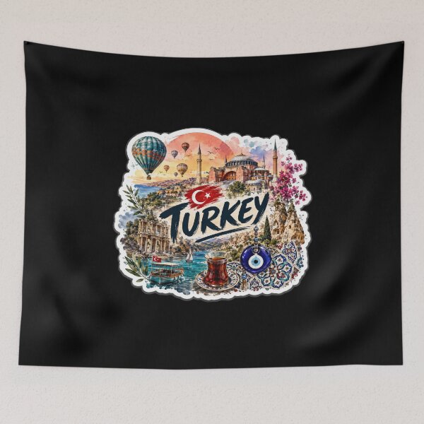 Item preview, Türkiye Travel Art, Istanbul Cappadocia Ephesus Watercolor Sticker designed and sold by GusiaTreasures.