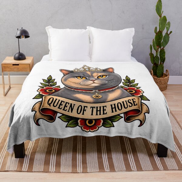 Item preview, Queen Of The House Royal Cat Tattoo designed and sold by Old's Cool Cat Studio.