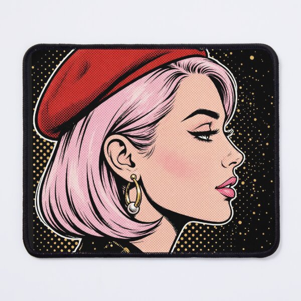 Item preview, CYBER PARISIAN - Pink Hair Girl Red Beret Profile designed and sold by MAISON SYLVIE.