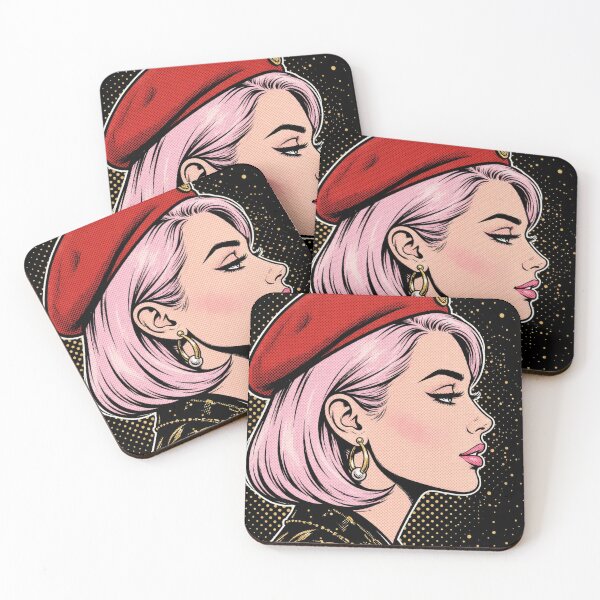Item preview, CYBER PARISIAN - Pink Hair Girl Red Beret Profile designed and sold by MAISON SYLVIE.