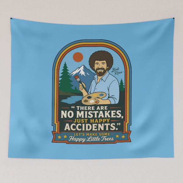 Item preview, Bob Ross No Mistakes Just Happy Accidents Happy Little Trees Vintage Retro Art designed and sold by karamram.