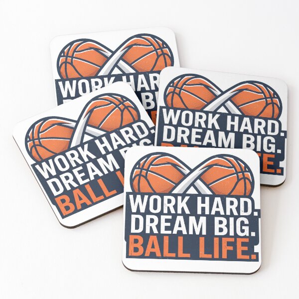 Item preview, Work Hard, Dream Big, Ball Life Basketball Motivational Typography Design designed and sold by CourtVibe.