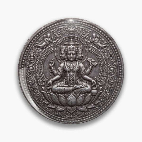 Item preview, Silver Brahma Coin Art | Hindu Sacred Coin Design designed and sold by CosmicLotusArt.
