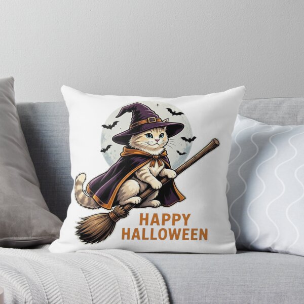 Item preview, Witch Cat Flying Broom designed and sold by WordWearTees.