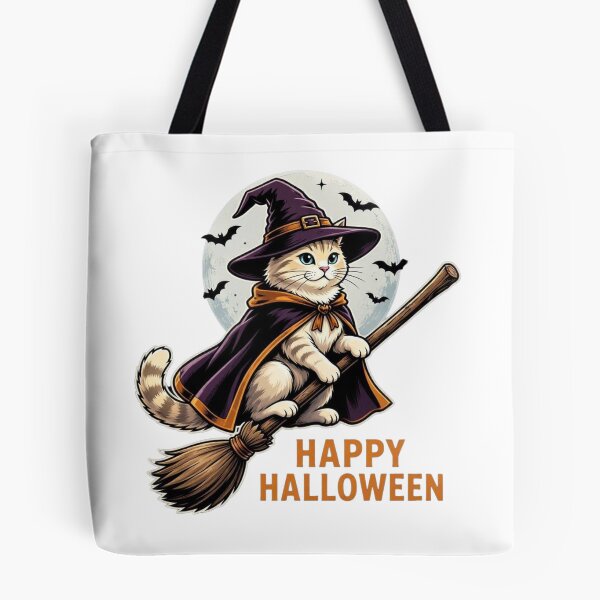 Item preview, Witch Cat Flying Broom designed and sold by WordWearTees.