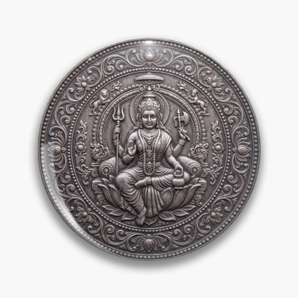 Item preview, Silver Parvati Coin Art | Hindu Sacred Coin Design designed and sold by CosmicLotusArt.