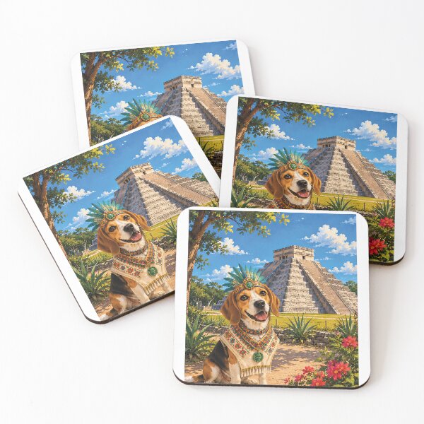 Item preview, Beagle fronted in Mexico visiting Chichen Itza wearing cultural clothing designed and sold by Nomad-Paws.