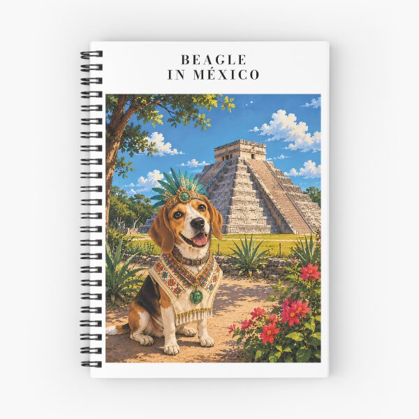 Item preview, Beagle fronted in Mexico visiting Chichen Itza wearing cultural clothing designed and sold by Nomad-Paws.