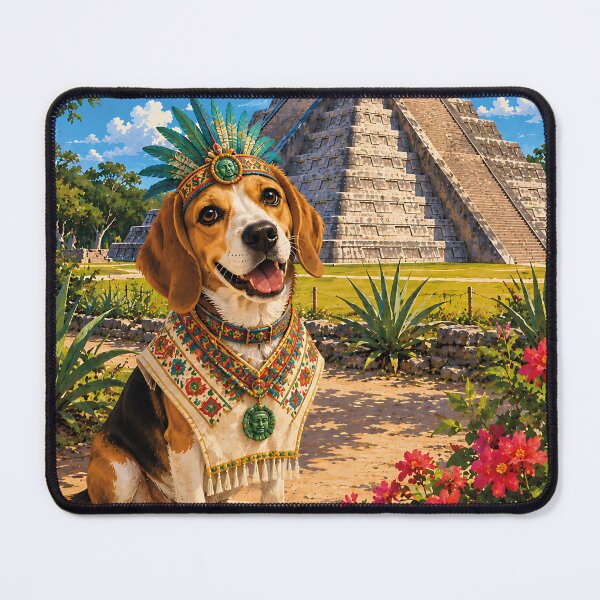 Item preview, Beagle fronted in Mexico visiting Chichen Itza wearing cultural clothing designed and sold by Nomad-Paws.