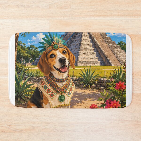 Item preview, Beagle fronted in Mexico visiting Chichen Itza wearing cultural clothing designed and sold by Nomad-Paws.
