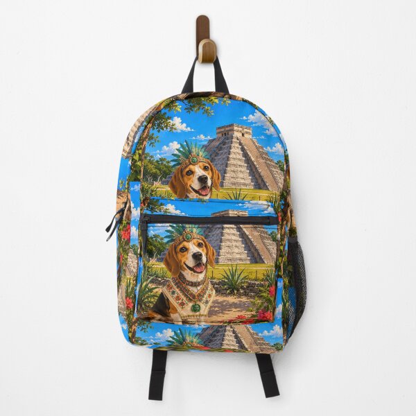 Item preview, Beagle fronted in Mexico visiting Chichen Itza wearing cultural clothing designed and sold by Nomad-Paws.