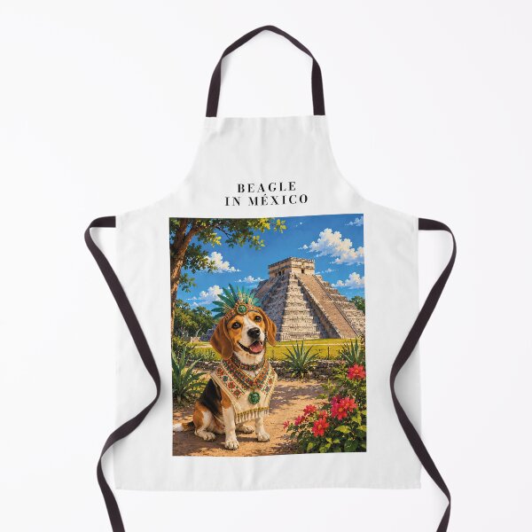 Item preview, Beagle fronted in Mexico visiting Chichen Itza wearing cultural clothing designed and sold by Nomad-Paws.