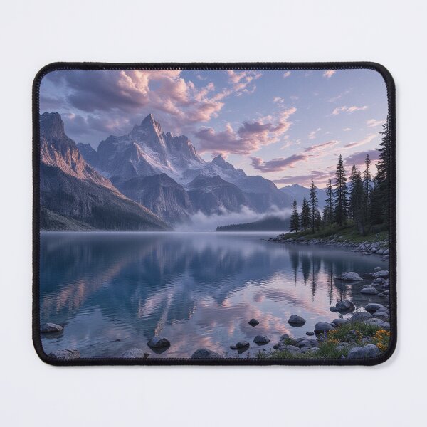 Item preview, Sunset Over the Mountain Lake designed and sold by Crazy Ronald.