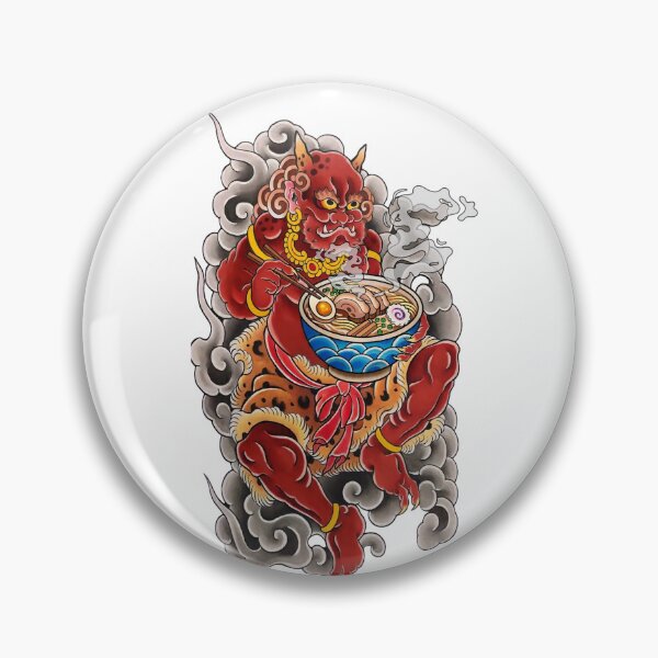 Item preview, Ramen Oni - Japanese Oni Eating Ramen Bowl Tattoo Art designed and sold by Neurospicy Trolls.