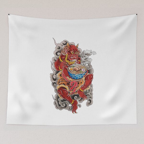 Item preview, Ramen Oni - Japanese Oni Eating Ramen Bowl Tattoo Art designed and sold by Neurospicy Trolls.