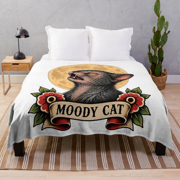Item preview, Moody Cat Black Cat Full Moon Tattoo designed and sold by Old's Cool Cat Studio.