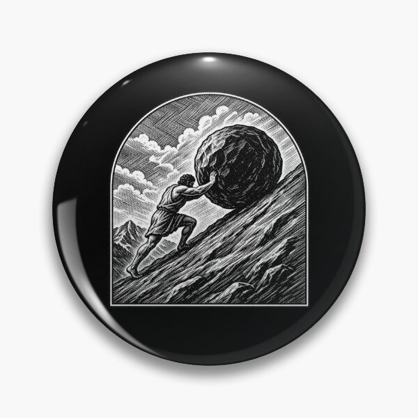 Item preview, Sisyphus Art, Greek Mythology Boulder in Vintage Woodcut Engraving Style for Myth Readers designed and sold by The Junto Shop.