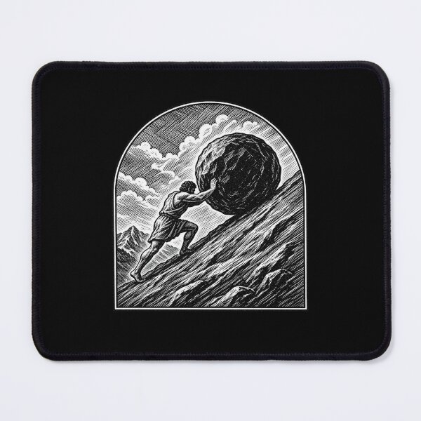 Item preview, Sisyphus Art, Greek Mythology Boulder in Vintage Woodcut Engraving Style for Myth Readers designed and sold by The Junto Shop.