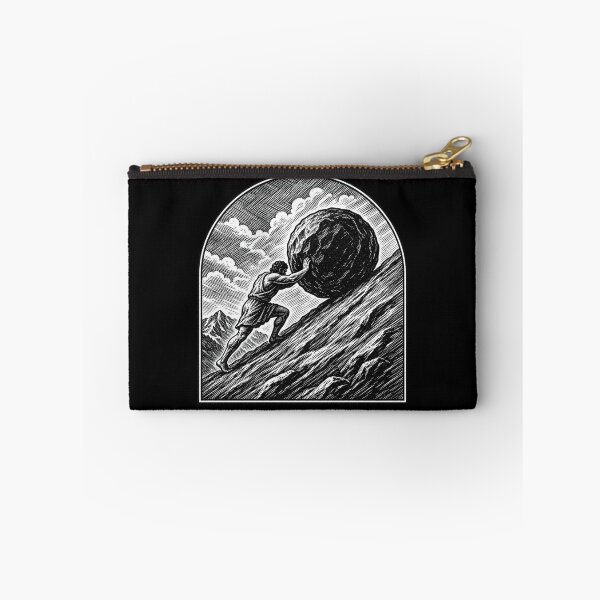 Item preview, Sisyphus Art, Greek Mythology Boulder in Vintage Woodcut Engraving Style for Myth Readers designed and sold by The Junto Shop.
