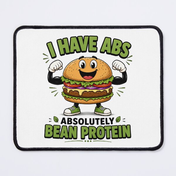 Item preview, I Have Abs Absolutely Bean Protein Vegan Burger Design. designed and sold by The-T-In-Retro.