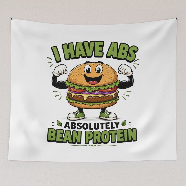Item preview, I Have Abs Absolutely Bean Protein Vegan Burger Design. designed and sold by The-T-In-Retro.