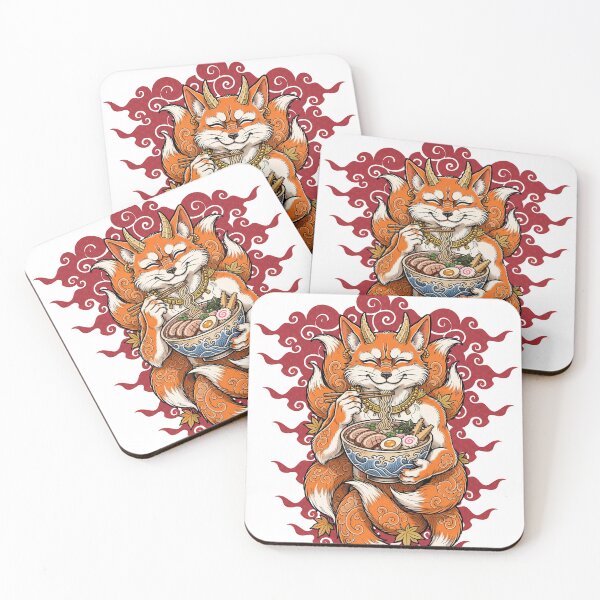 Item preview, Ramen Oni Kitsune - Japanese Nine Tailed Fox Eating Ramen designed and sold by Neurospicy Trolls.
