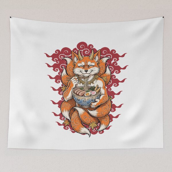 Item preview, Ramen Oni Kitsune - Japanese Nine Tailed Fox Eating Ramen designed and sold by Neurospicy Trolls.