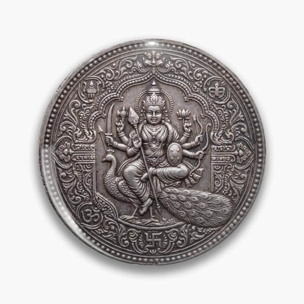 Item preview, Silver Kartikeya Coin Art | Hindu Sacred Coin Design designed and sold by CosmicLotusArt.