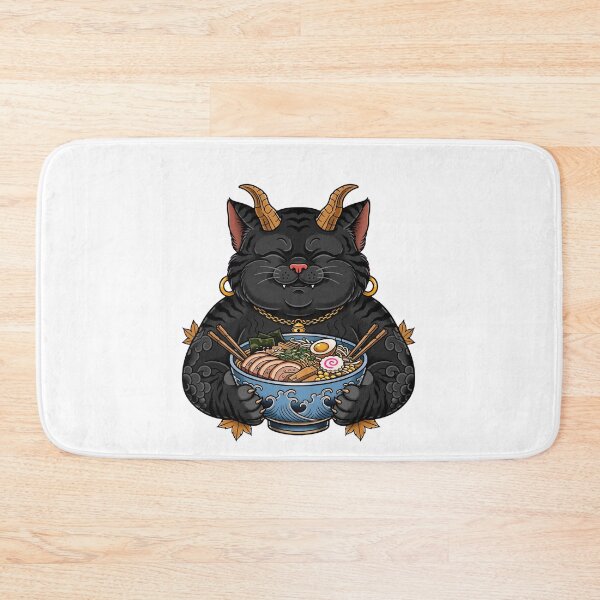 Artikelvorschau, Ramen Oni Katze – Niedliche schwarze Oni-Katze isst eine Schüssel Ramen entworfen und verkauft von Neurospicy Trolls.