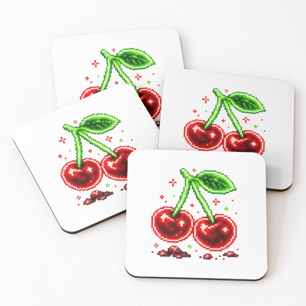 Item preview, Neon Red Pixel Cherries Retro 8-Bit Arcade Gaming Design designed and sold by NucciCollective.
