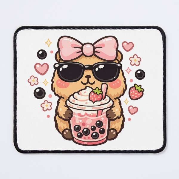 Item preview, Jennie Bubble Tea Vibes Cute Capybara Kawaii Design designed and sold by NovaMoodCo.