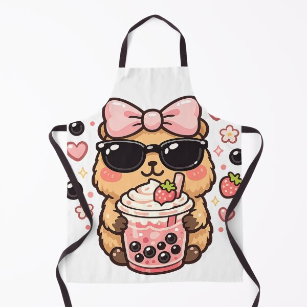 Item preview, Jennie Bubble Tea Vibes Cute Capybara Kawaii Design designed and sold by NovaMoodCo.
