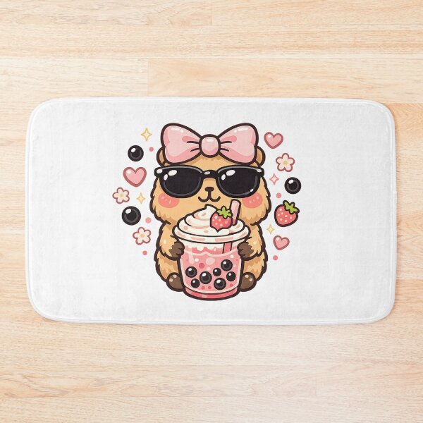 Item preview, Jennie Bubble Tea Vibes Cute Capybara Kawaii Design designed and sold by NovaMoodCo.