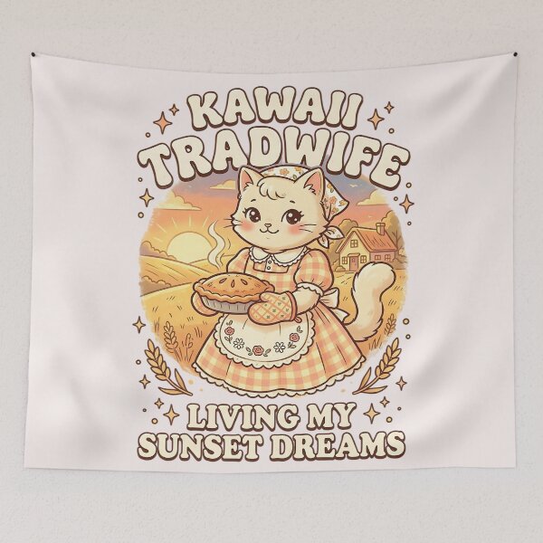 Item preview, Kawaii Tradwife Cat: Living My Sunset Dreams designed and sold by CuteKats.
