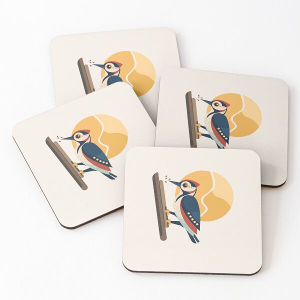 Item preview, Sunrise Woodpecker | Modern Geometric Bird Art designed and sold by Lucy Cooper.