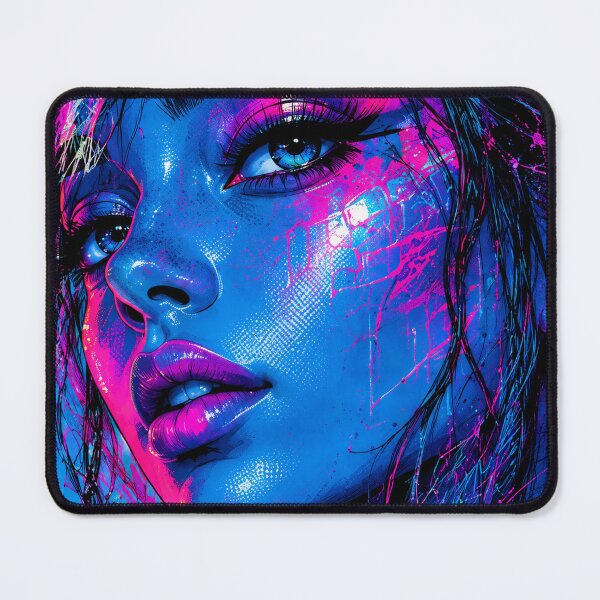 Item preview, Cyberpunk Neon Portrait | Blue & Pink Graffiti Pop Art | Futuristic Street Art | Synthwave Wall Art designed and sold by A-T-H.