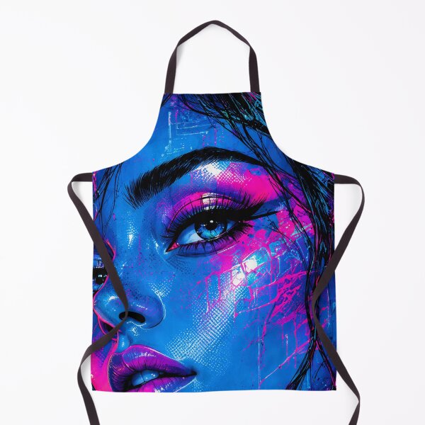 Item preview, Cyberpunk Neon Portrait | Blue & Pink Graffiti Pop Art | Futuristic Street Art | Synthwave Wall Art designed and sold by A-T-H.