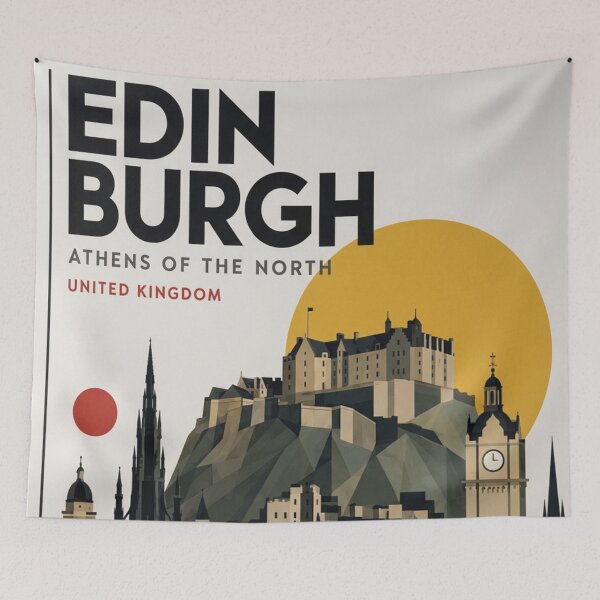 Item preview, Edinburgh City Scotland Original Custom Vintage Poster Wall Art Design designed and sold by Cool Robot Bro..