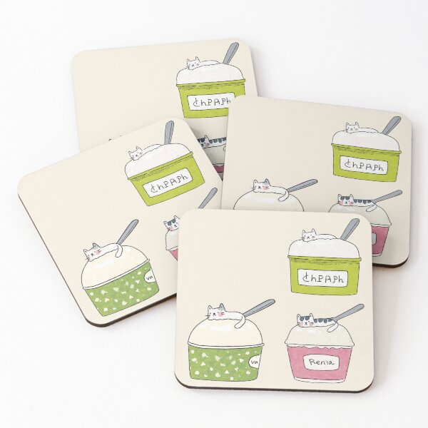 Item preview, Sleepy Cat Ice Cream Illustration designed and sold by bosamji.
