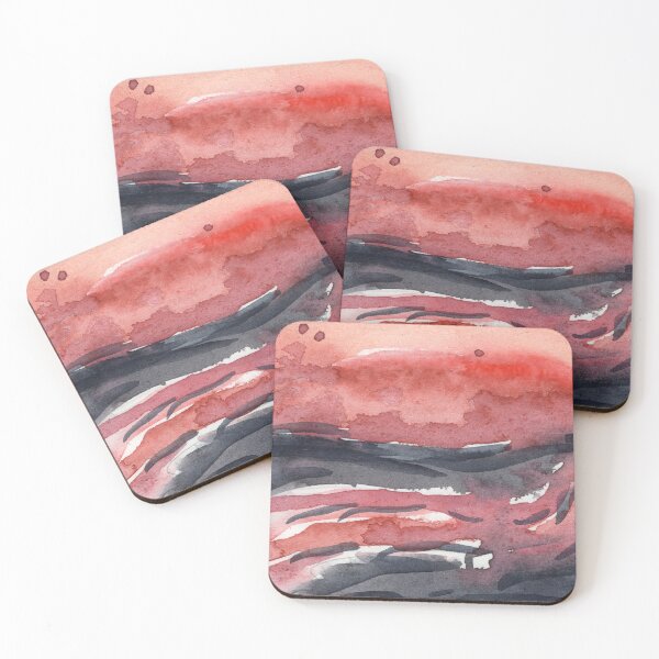Item preview, Crimson River at Sunset | Watercolor Painting designed and sold by DzinkaDreamArt.