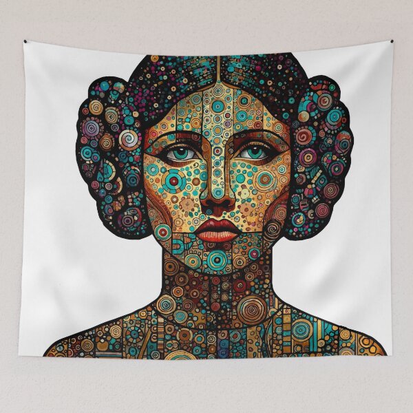 Item preview, Space Princess — Klimt Dotwork Mosaic Portrait | Cosmic Circle Art Fan Art designed and sold by  Ojo de Lilith.