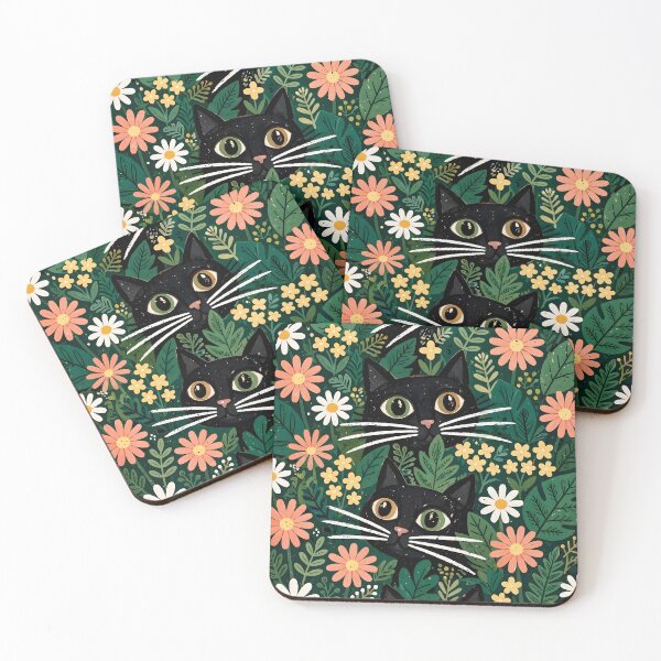 Item preview, Black Cats Peeking Through Wildflower Garden designed and sold by Jozefin's Studio.