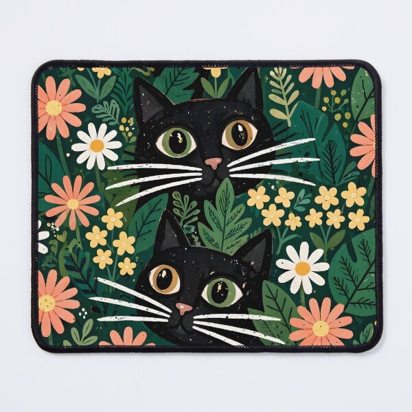 Item preview, Black Cats Peeking Through Wildflower Garden designed and sold by Jozefin's Studio.