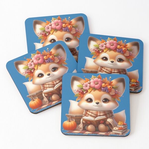 Item preview, Cute Autumn Baby Fox Reading Books Kawaii Cottagecore Cozy designed and sold by NotasCreativa.