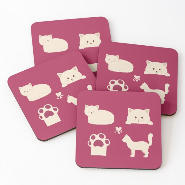 Item preview, Cute white cat and paw | pink minimalist pattern designed and sold by SaoriKitsune.