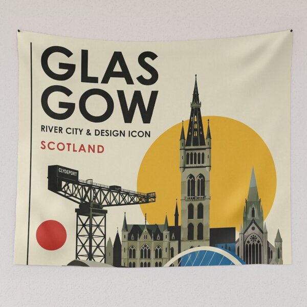 Item preview, Glasgow City Scotland Original Custom Vintage Poster Wall Art Design designed and sold by Cool Robot Bro..