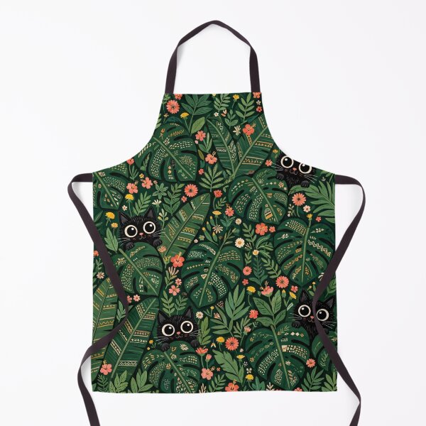Item preview, Black Cats Peeking Through Tropical Jungle Leaves designed and sold by Jozefin's Studio.