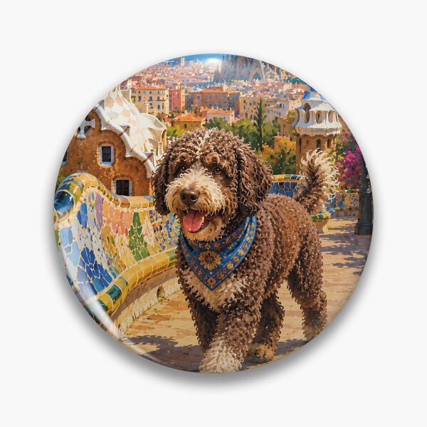 Item preview, Spanish Water Dog strolling through Barcelona designed and sold by Nomad-Paws.