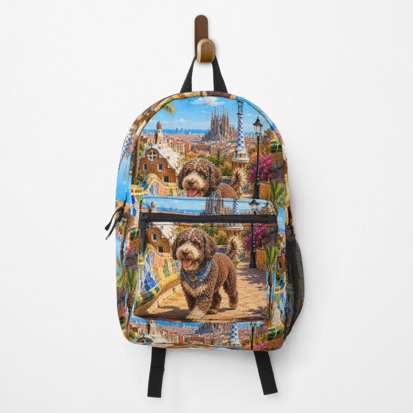 Item preview, Spanish Water Dog strolling through Barcelona designed and sold by Nomad-Paws.