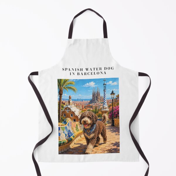 Item preview, Spanish Water Dog strolling through Barcelona designed and sold by Nomad-Paws.